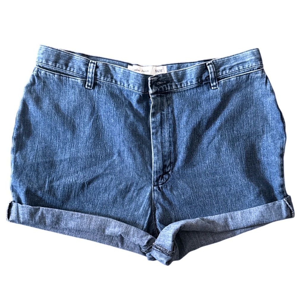 Ladies Denim Shorts‎ Basic Collection Rolled Cuff Blue Size 13 14
